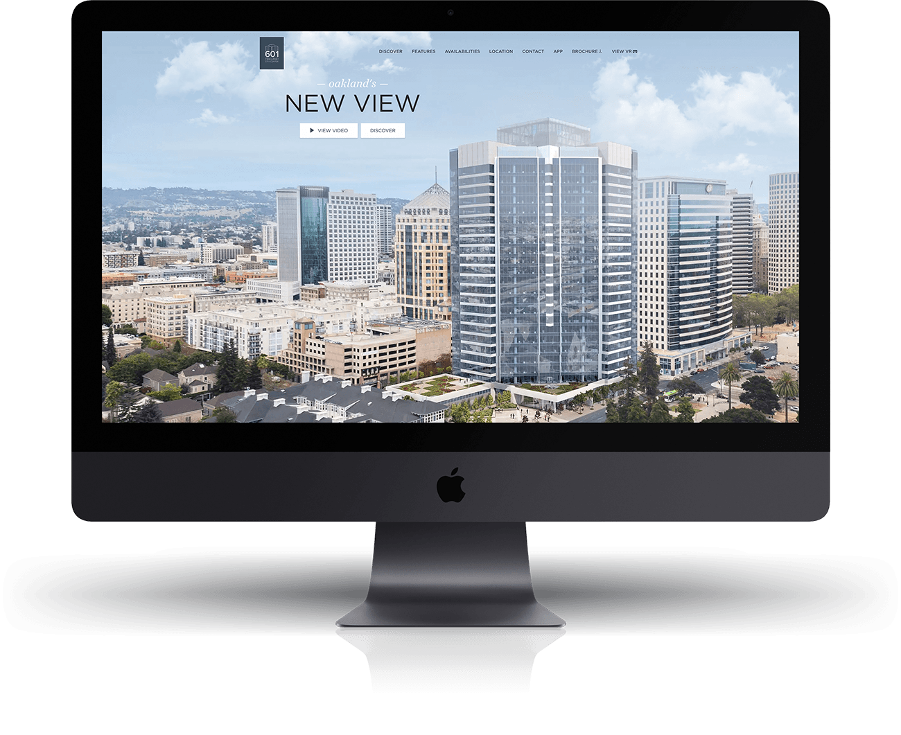 Mock-up of website on large desktop screen.