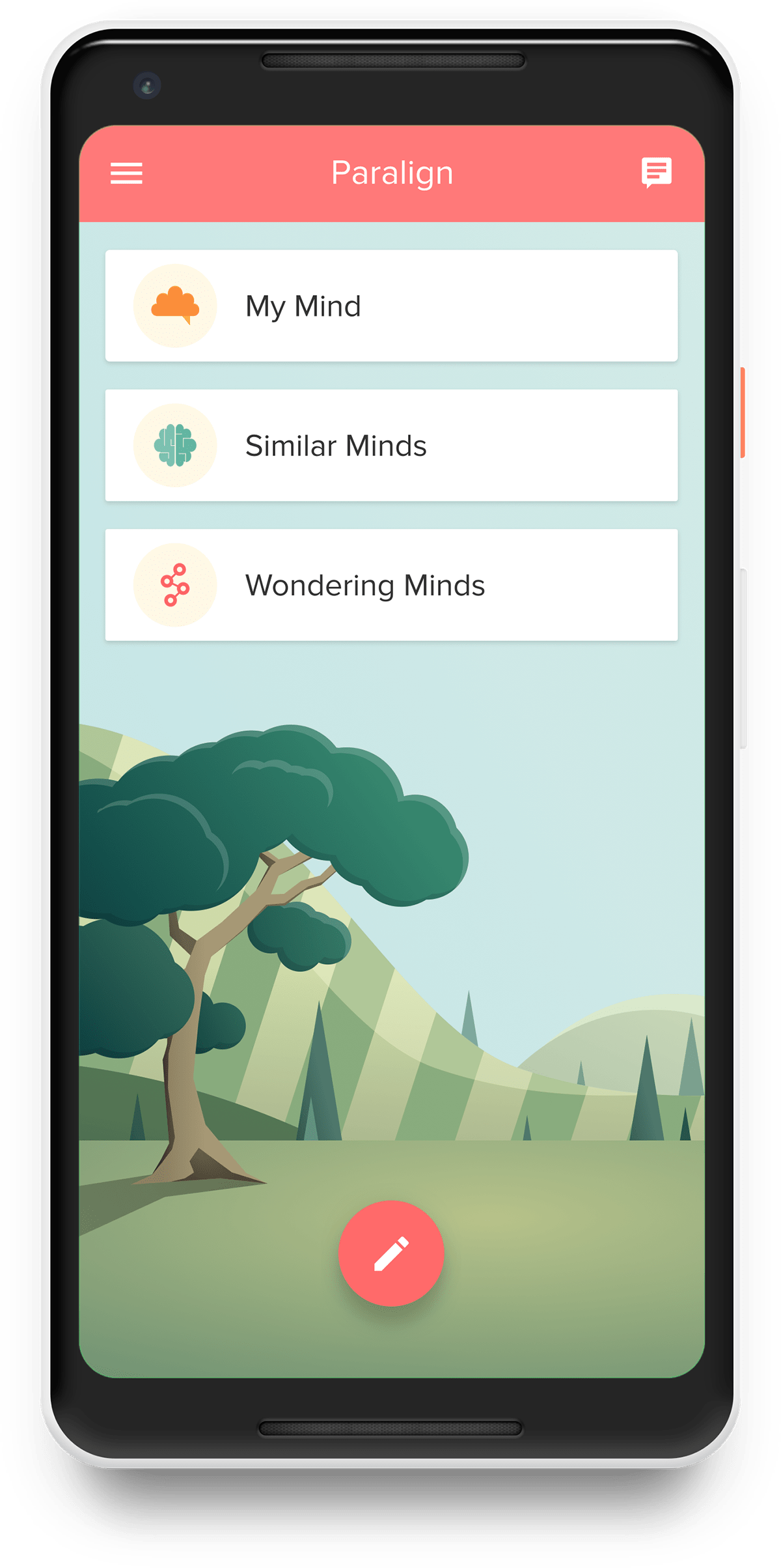 Mock-up of product app on android device
